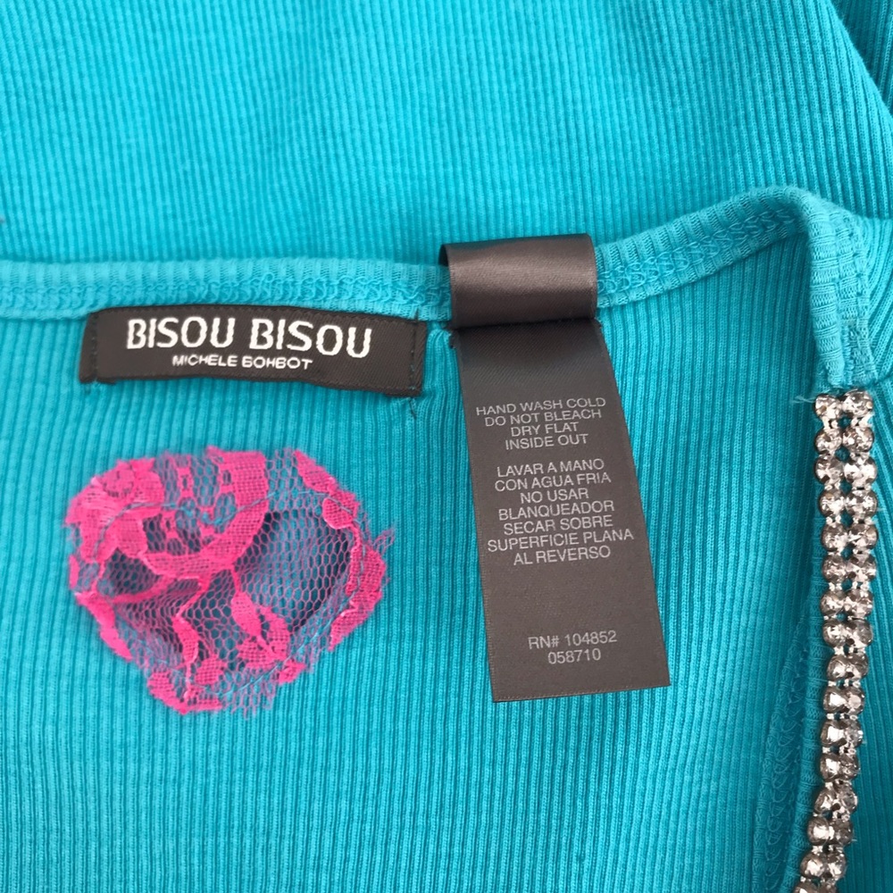 Bisou Bisou Teal Rhinestone Tank Top - Picture 5 of 5